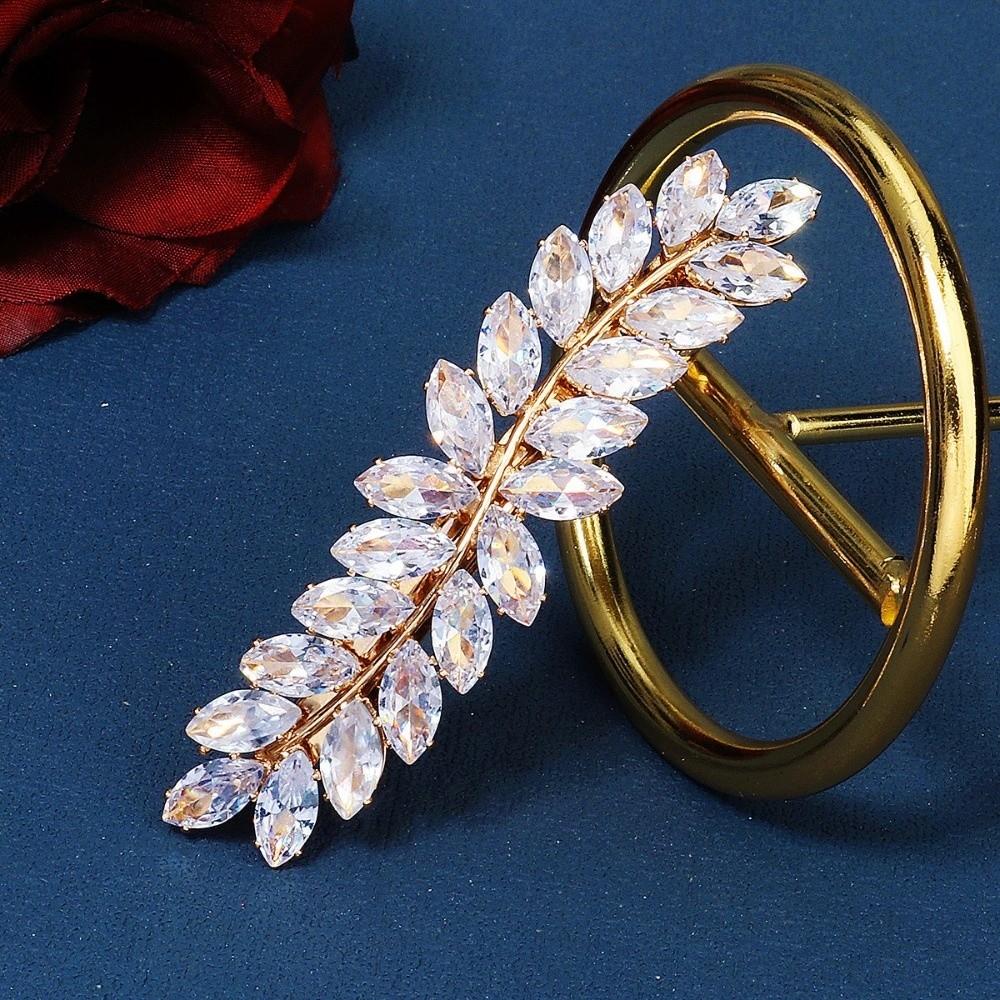 Exquisite Wheat Shape Zirconia Hair Clip Shining Rhinestone Gifts Side Clip Banquet Headpieces Party Banquet