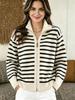 Women S Loose Fit Striped Knit Cardigan Sweater Top