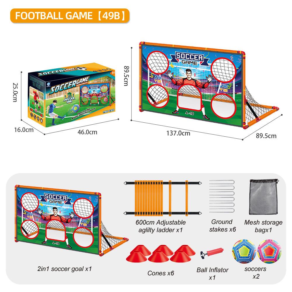 Foldable Soccer Goal Training Set Kids Portable Soccer Toy Boys Sports Gift Age 6+ New