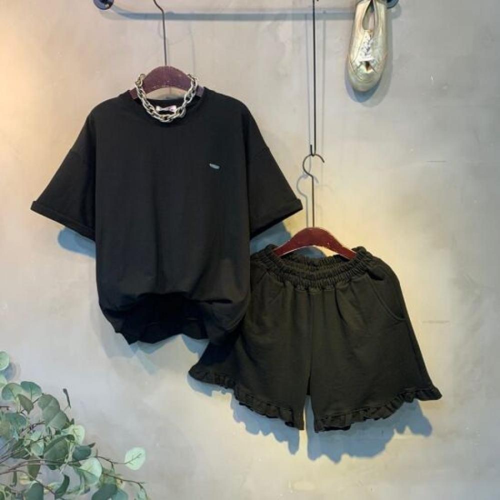 C S In The Room Women Rough Frill mIni PendanT ShorT Sleeve T ShirT bandIng panT