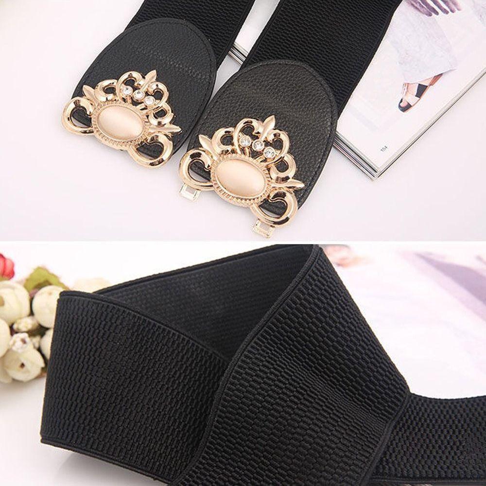 Casual Retro Buckle Waistband Wild Skirt Bands Wide Elastic Waist Belt Ladies Dress Cummerbund