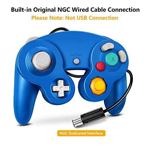 FIOTOK GameCube Controller, Classic Wired Controller for Wii Nintendo Gamecube (Red & Blue)