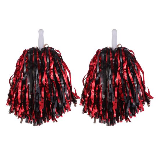 2Pcs Cheerleader Pom Poms Metallic Foil Cheerleader Pom Poms Hand Flowers with Handle for Sports Competitions Celebrations