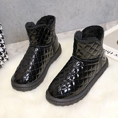 Ботильоны зимние бархатные теплые ПУ водонепроницаемые женские короткие ботинки