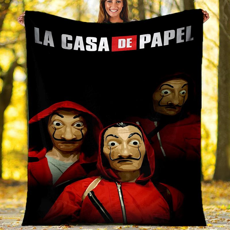 La Casa De Papel Theme Printed Blanket Perfect For Couch Bed Travel Outdoor Use Machine Washable Cozy Durable