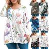 Женская мода большого размера с круглым вырезом и длинным рукавом, повседневный свободный пуловер с принтом