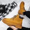 Factory Men's Martin Boots 6 Hole Yellow Boots British Tooling Shoes Autumn and Winter High Top Desert Men's Boots
