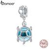 BAMOER 925 Sterling Silver Vivid Blue Turtle Hanging Beads Charm Fit Original 3MM Bracelet