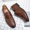 Luxurious Men's Crocodile Pattern Business Flat Shoes Men Designer Formal Dress Leather Shoes Men's Loafers Wedding Party Shoes