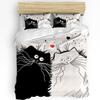 Kawaii Красочный Кот Белый Пододеяльник Постельное Белье Комплект Домашний Текстиль Одеяло Чехол Наволочки Спальня Двуспальный Постельный Комплект Без Простыни