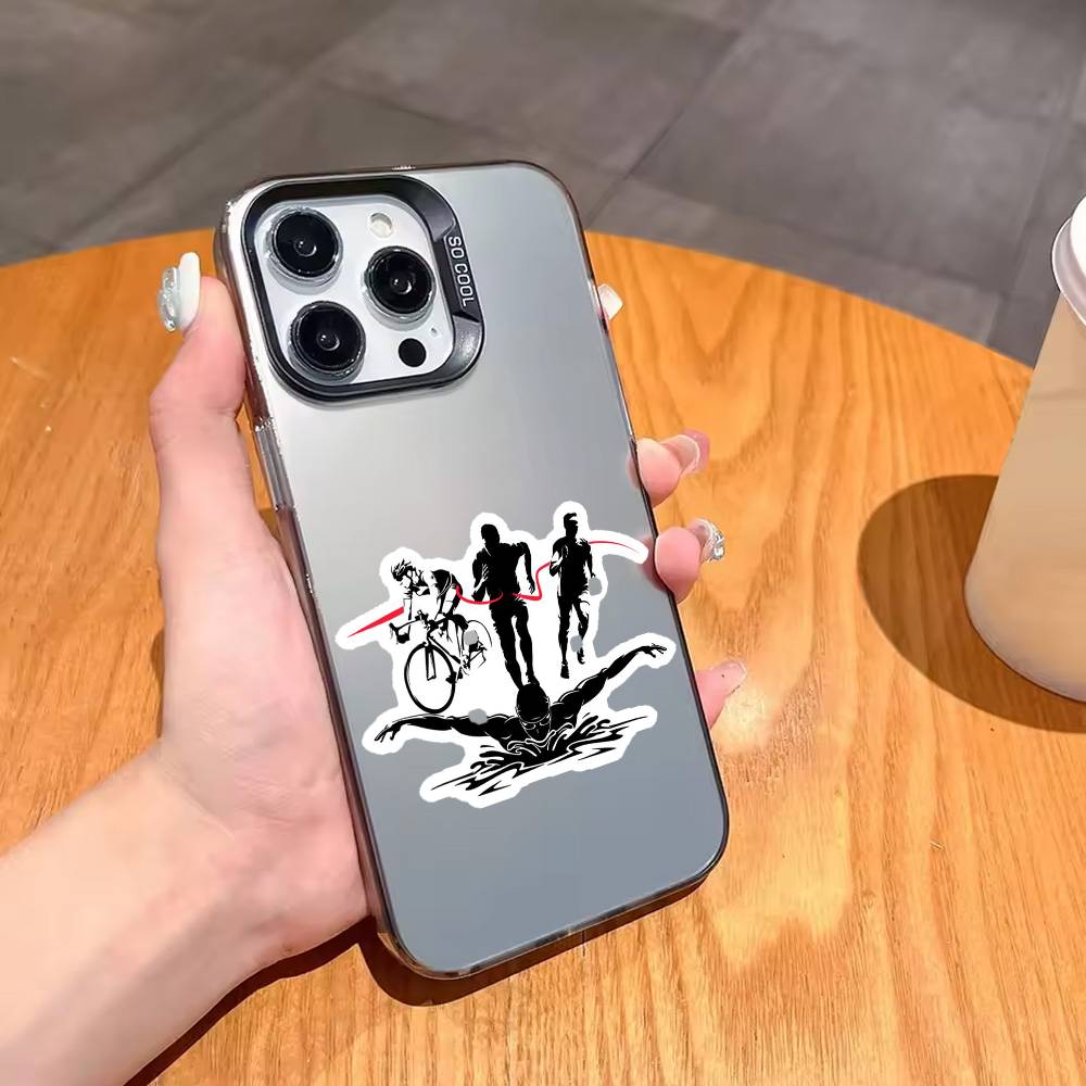 Чехол для телефона T-Triathlon Swim Bike Run T-Tri Life для iPhone 17, 16, 15, 14, 13, 12, 11 Plus, Pro Max Черный Посеребренный Покрытие Candy