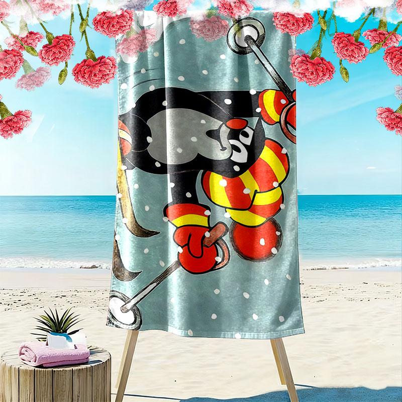 Krtek Print Beach Towel, Large Soft Quick Dry Towel for Beach Camping Swimming