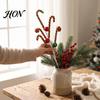 Plush Candy Cane Decor Christmas Pick, Red White Green Stem, Branch for Vase Filler, Wreath, Xmas Tree Decoration Filler