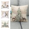 Рождественская наволочка из льна, расписанная вручную, наволочка для подушки с изображением оленя Клауса, наволочка для диванной подушки
