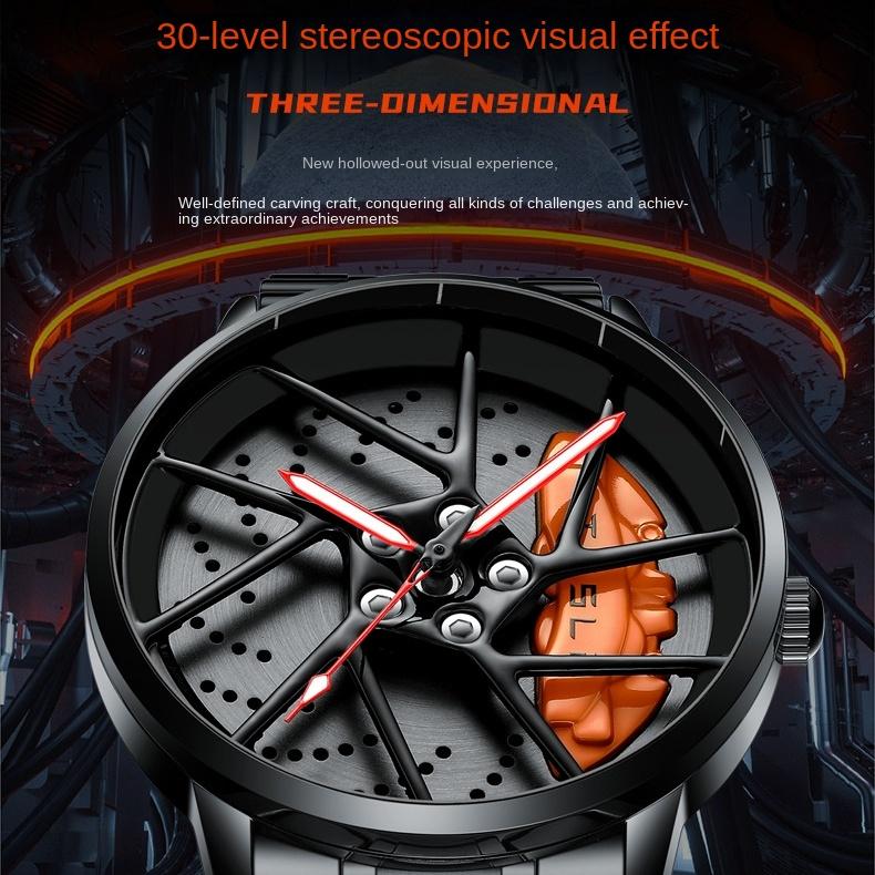 SVJ Wheel Watch Трехмерные полые мужские часы Высококачественные подлинные мужские часы Кварцевые часы