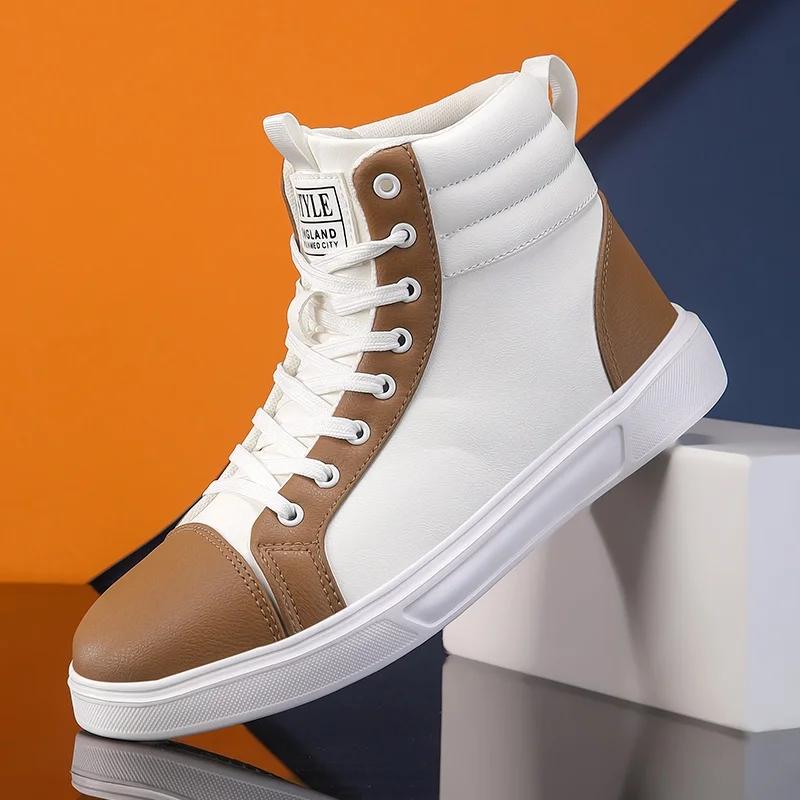 Весенняя мода 2025 года Красные мужские кроссовки Высокие кеды для скейтбординга для мужчин и женщин Удобные кожаные кроссовки унисекс Размер 35-46