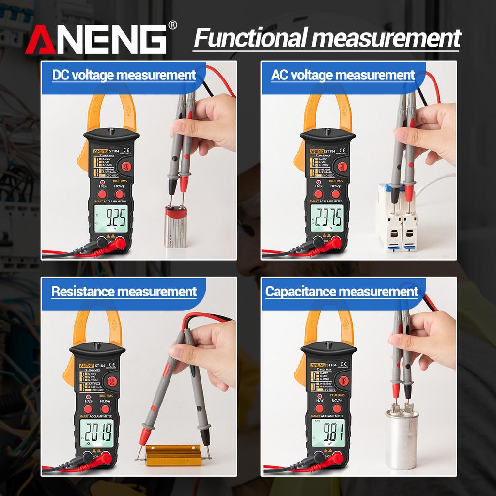 Aneng Цифровой мультиметр True RMS, клещи, детектор напряжения постоянного/переменного тока, амперметр переменного тока с омом