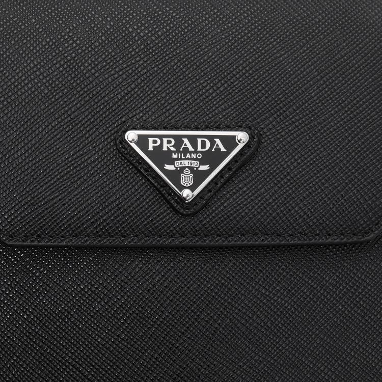 Prada Серебряная пряжка Текстурированный сафьяновый кожаный кошелек Сумка для камеры Сумка через плечо для телефона Универсальные сумки Черный 2ZH068-053-F0002