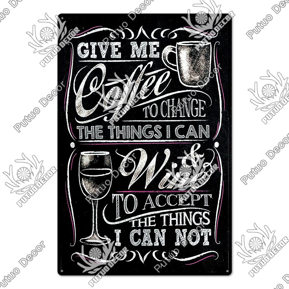Putuo Decor Coffee Vintage Tin Sign Plaque Metal Plate Wall Art Posters for Kitchen Bar Cafe Room Retro Iron Painting