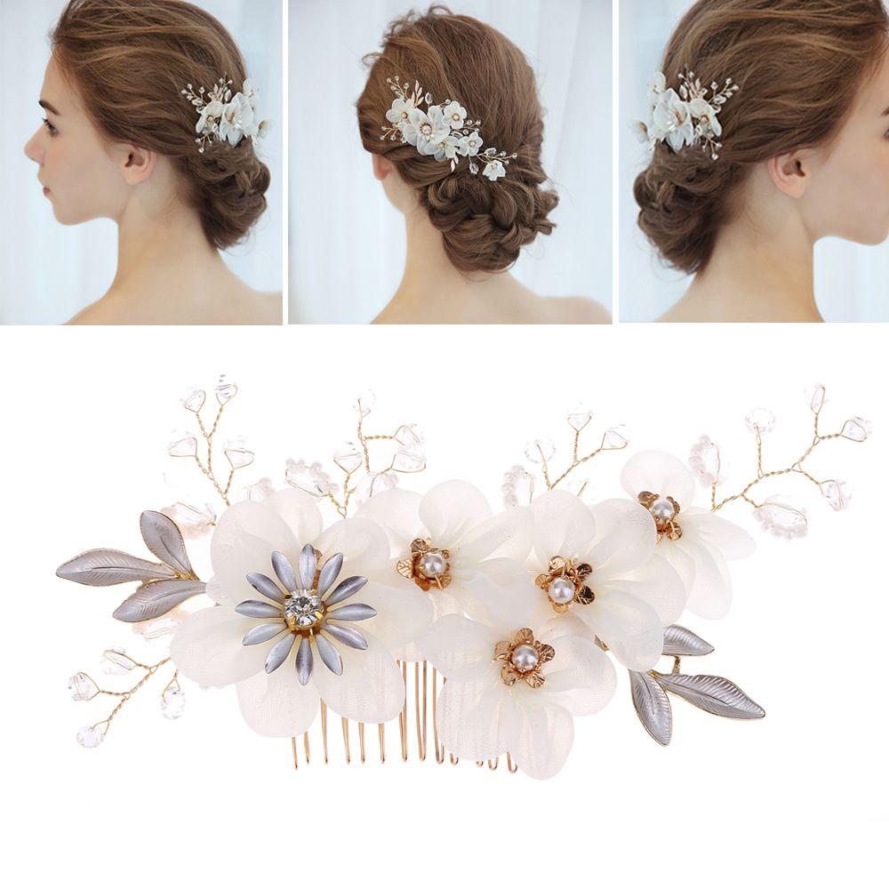 Свадебные украшения для волос с жемчугом и кристаллами, свадебные заколки, гребни для волос, заколка для волос с цветком, тиара для подружки невесты