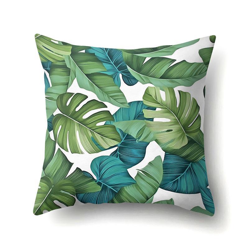 Polyester Pillow Case Nordic Ins Style Plant Flower Print Peach Leather Velvet Cushion Cover Car Waist Cushion Cover