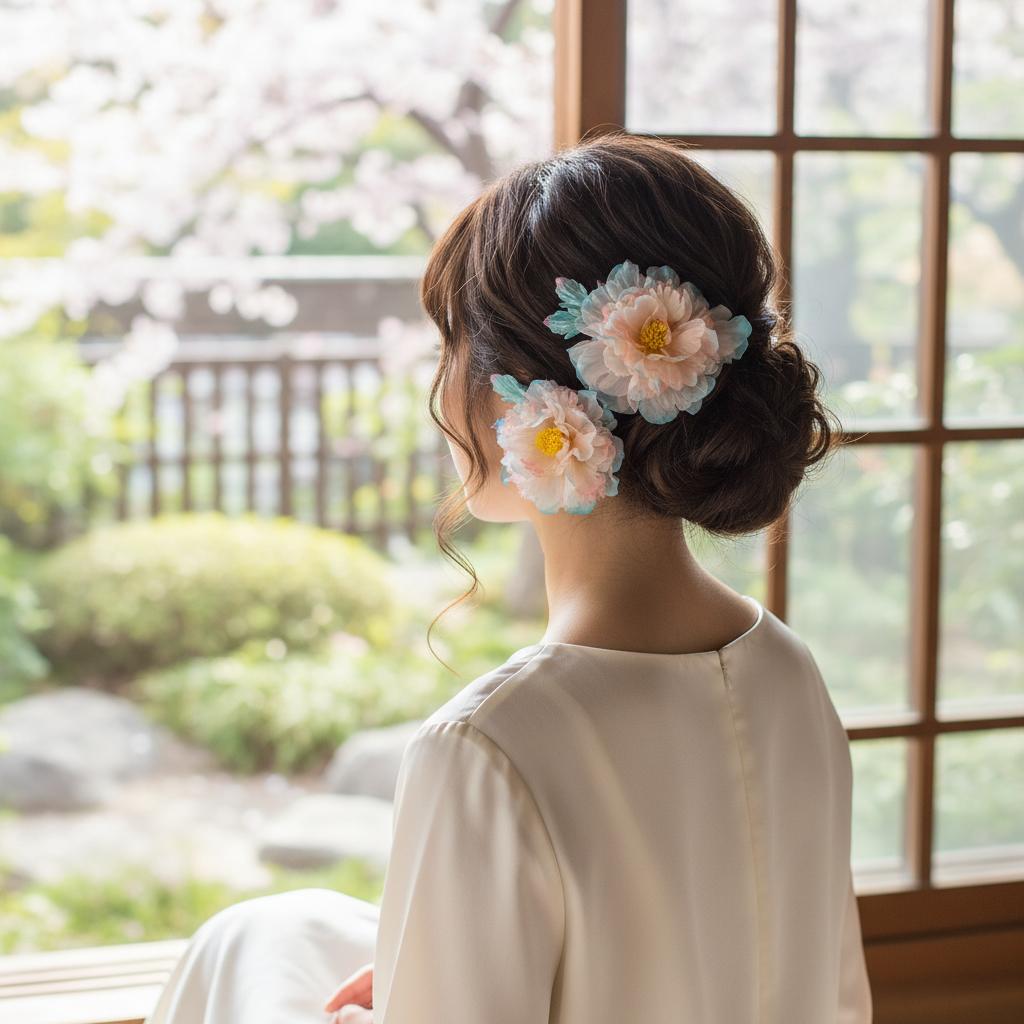 Gradient Peony Hair Clip For Hanfu Large Floral Hair Accessories