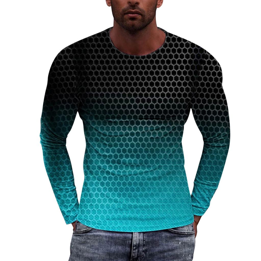 Муж. Футболка Круглый вырез Одежда Одежда На открытом воздухе Длинный рукав С принтом Модельер Винтаж