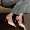 Fashion Celebrity Style Party Niche Half Slippers Women's 2025 Summer New Light Luxury Style Outer Wear Thin Heel Pointed High Heel