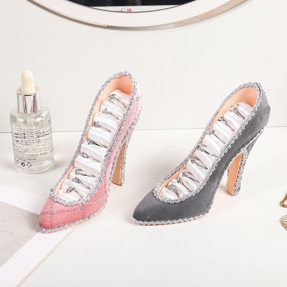 Pink Lace High Heel Shoe Jewelry Holder Floral Print Jewelry Display Rack Jewelry Organizer Women