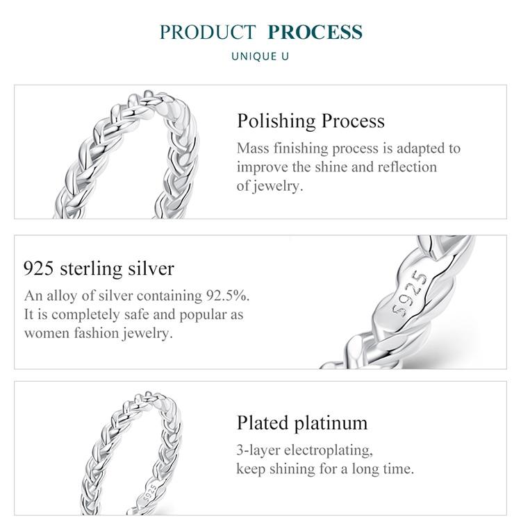 BAMOER, стерлинговое серебро 925 пробы, плетеная текстура, витая полоса вечности, плетеные кольца на палец, ювелирные украшения, подарок для женщин