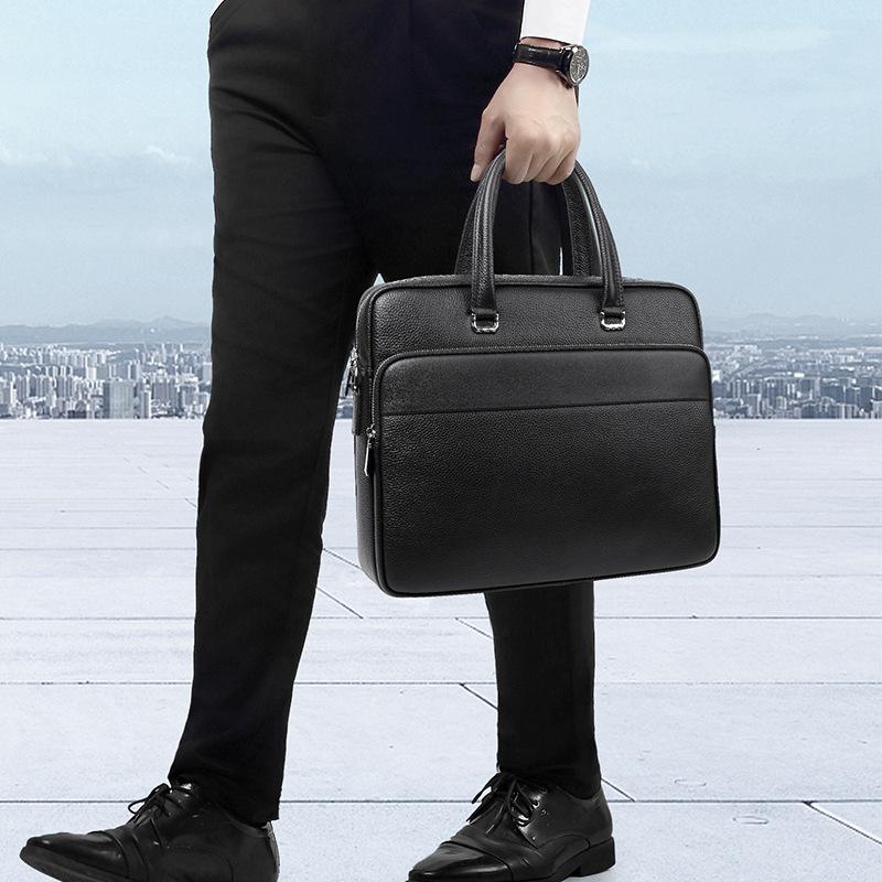 Stylish Men's Handbag Business Trend Premium Men's Bag Casual Leather Lightweight Commuter Briefcase