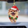 Рождественская собака, зеркало заднего вида, подвеска, украшение для автомобиля, милый щенок в рождественской шапке, украшения для рождественской елки, автомобильные аксессуары