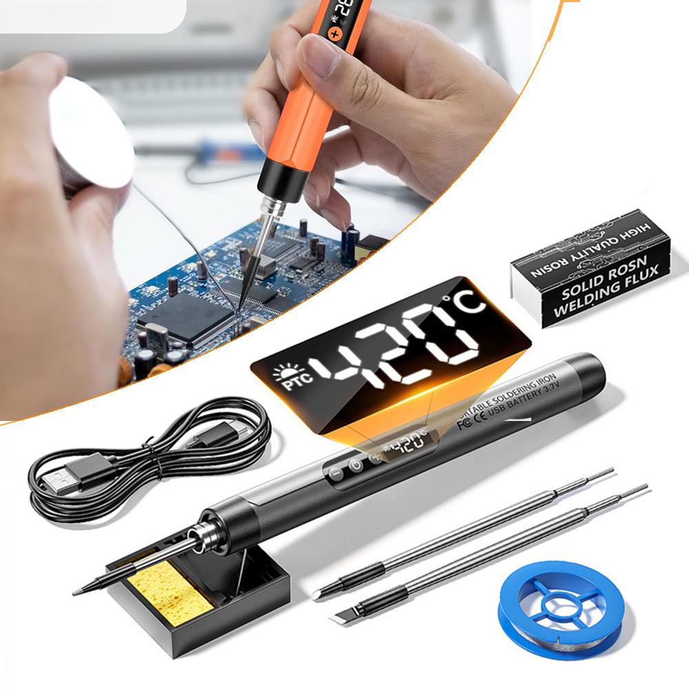 Умный USB-паяльник, набор, цифровой дисплей, интерфейс Type-C, электрический светодиодный паяльник, регулируемая температура, инструмент для пайки