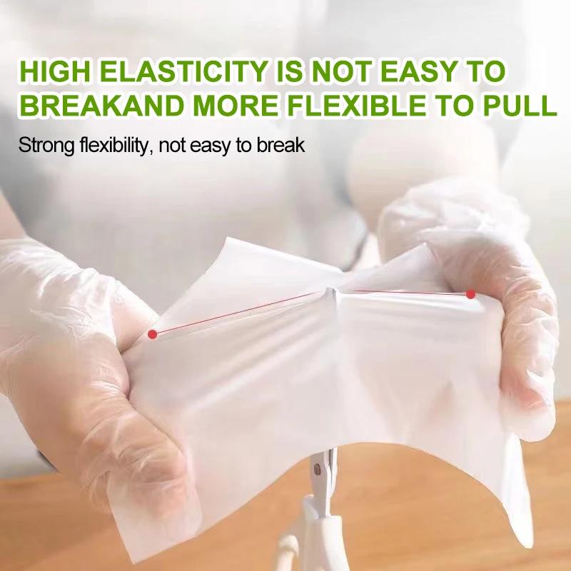 100 шт., безлатексные перчатки, одноразовые перчатки из ТПЭ, прозрачные, нескользящие, кислотные, безопасные для работы, пищевые, бытовые чистящие перчатки