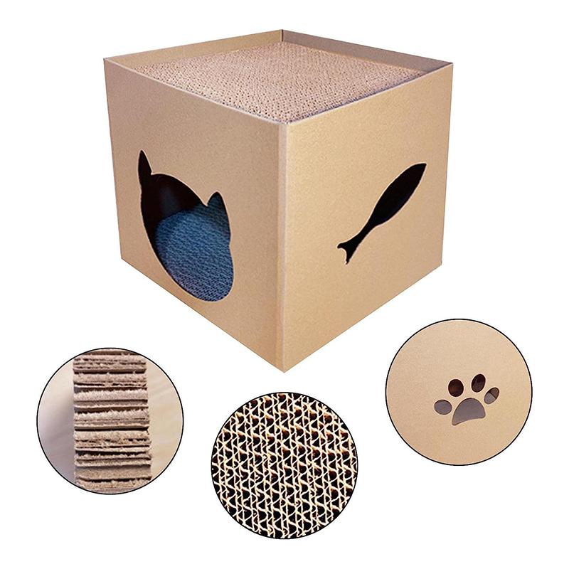 Cardboard Cat House Scratcher Box For Indoor Cats Cat Play House With Scratcher Pad Cat House Scratcher Cat Scratch Toy For Cats