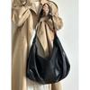 Soft Leather Large-capacity Black Dumpling Bag Women's 2025 New Retro High-end Casual One-shoulder Messenger Tote Bag