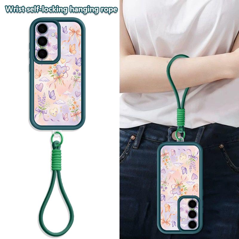 Чехол-шнурок с принтом вишни для Samsung S26 FE A18 S25 S24 S23 S22 Ultra A54 A55 A16 A26 A36 A56 A17 A27 A37 A57 5G Защитный бампер