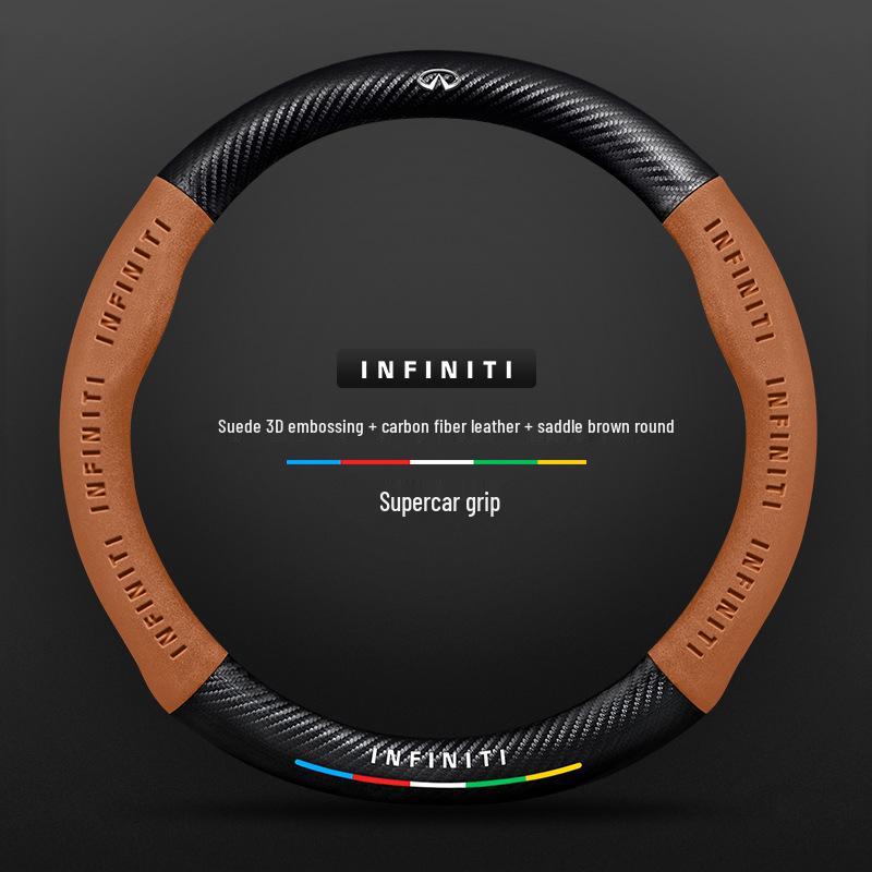 Infiniti Special Car Steering Wheel Cover - Genuine Leather, Suede, Carbon Fiber, Universal, Breathable, All-Season