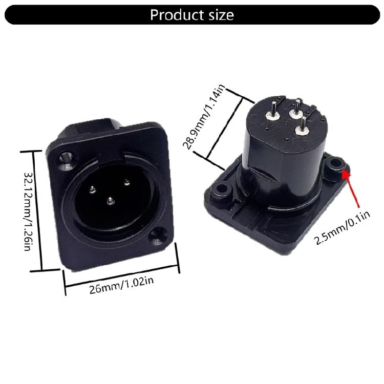Tool Less 3Pin XLR Adapter Straight Terminal Panel Mount Connector ABS Alloy For Mobile Auditory Applications