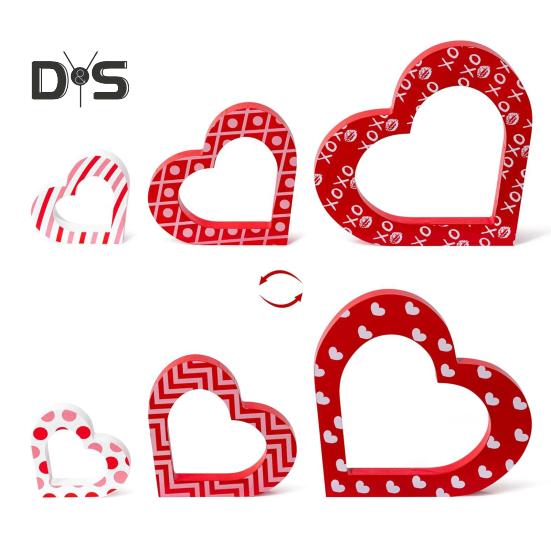 Деревянный знак любви, красное сердце, украшение стола, знак любви в форме сердца, центральный элемент ко Дню святого Валентина для домашнего декора, стола, комода