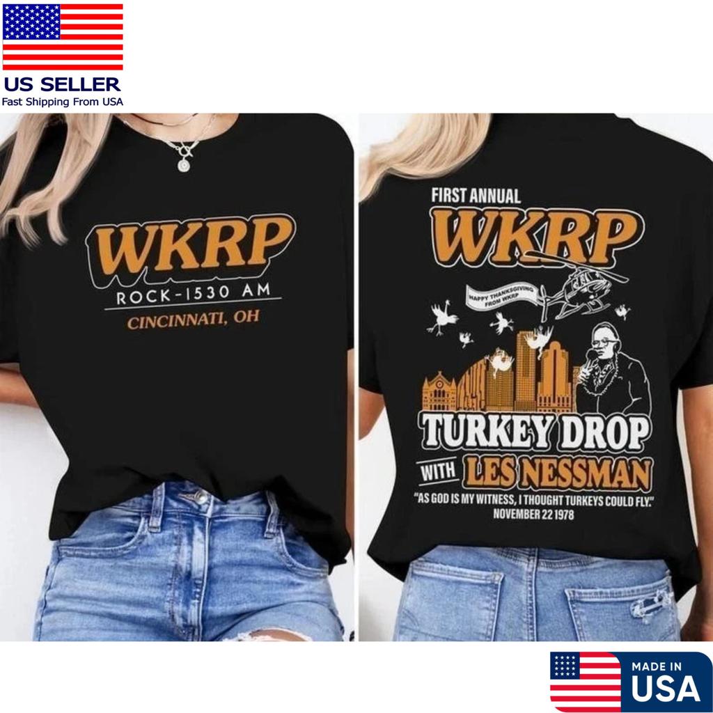Первая ежегодная футболка Wkrp Turkey Drop, Футболка Wkrp на День благодарения, Унисекс футболка Wkrp в Цинциннати