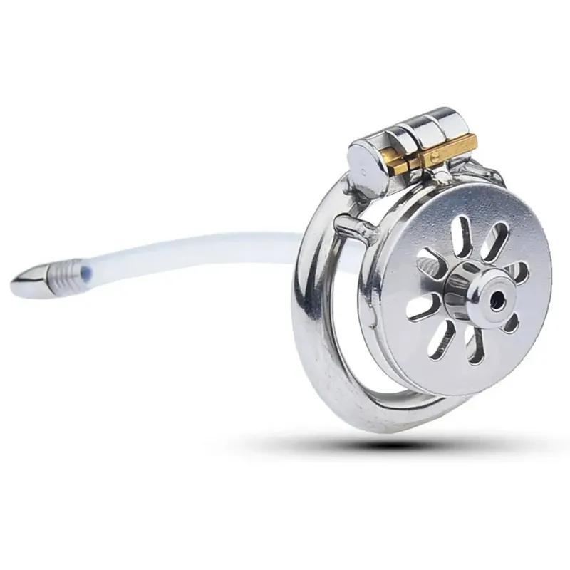 45-55MM Stainless Steel Male Chastity Cage BDSM Mini Penis Cage Cock Ring with Flat Lock Urethral for Men Sissy Slave Sex Toy