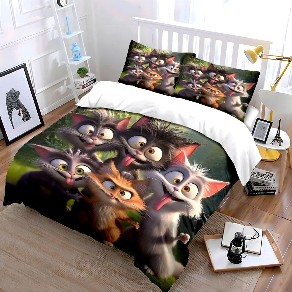 "Funny Cartoon Cats Bedding Set" Bedding Duvet Cover Set Duvet Cover Pillowcases (1 * Duvet Cover 2 * Pillowcases, without duvet insert)