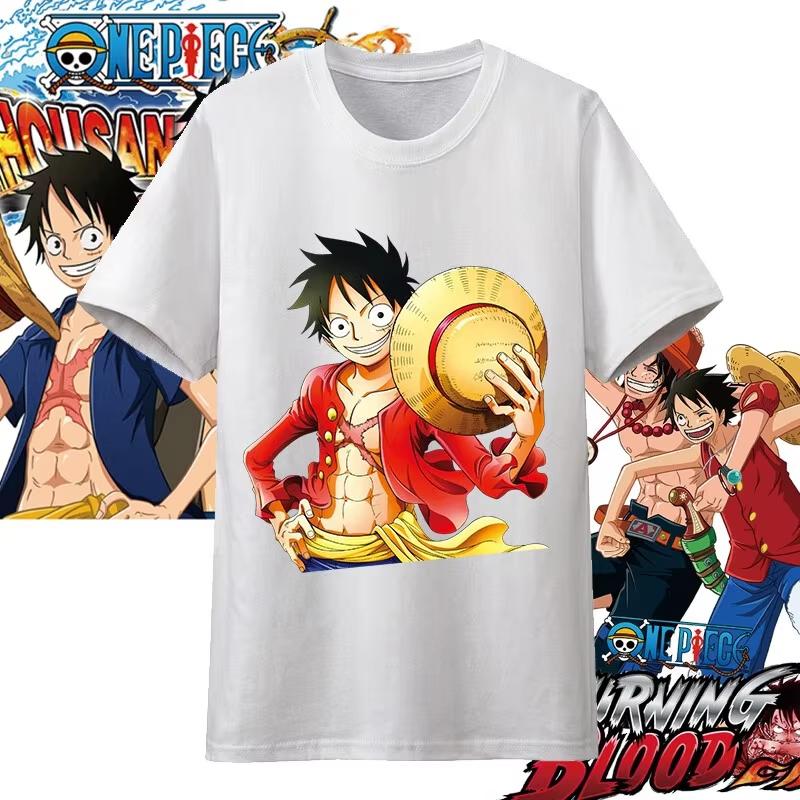 Хлопковая футболка оверсайз с принтом персонажей аниме One Piece для мужчин и женщин, удобная, в стиле Y2K, детская одежда, летняя футболка