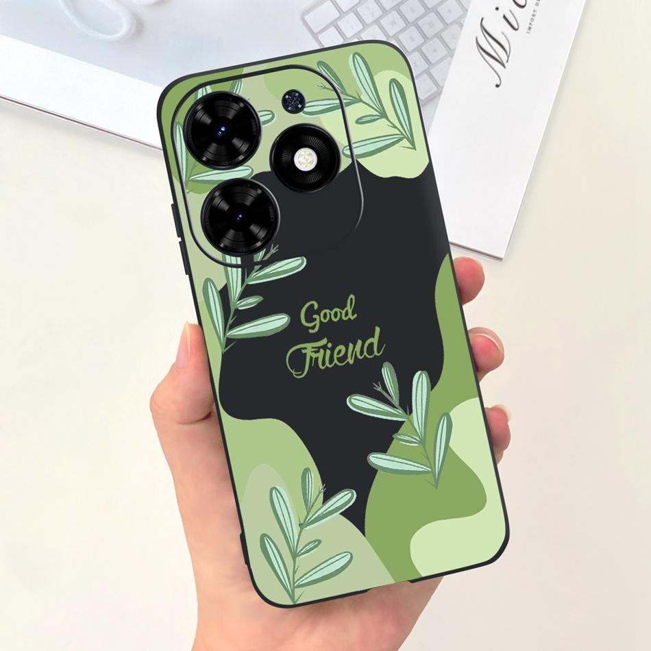 Чехол для Tecno Spark Go 2024 Милый Цветочный Узор Сердечки Конфетный Цвет Мягкий Силикон Тонкая Задняя Крышка Телефона Для Spark Go (2024) BG6