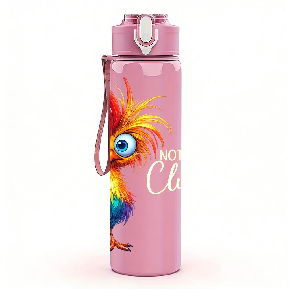 1PC Tropical Rooster Vibrant Bird Art Print 750ml Color Plastic Sports Water Bottle Leakproof Flip Straw Lid Suitable for Sports Office Home Use