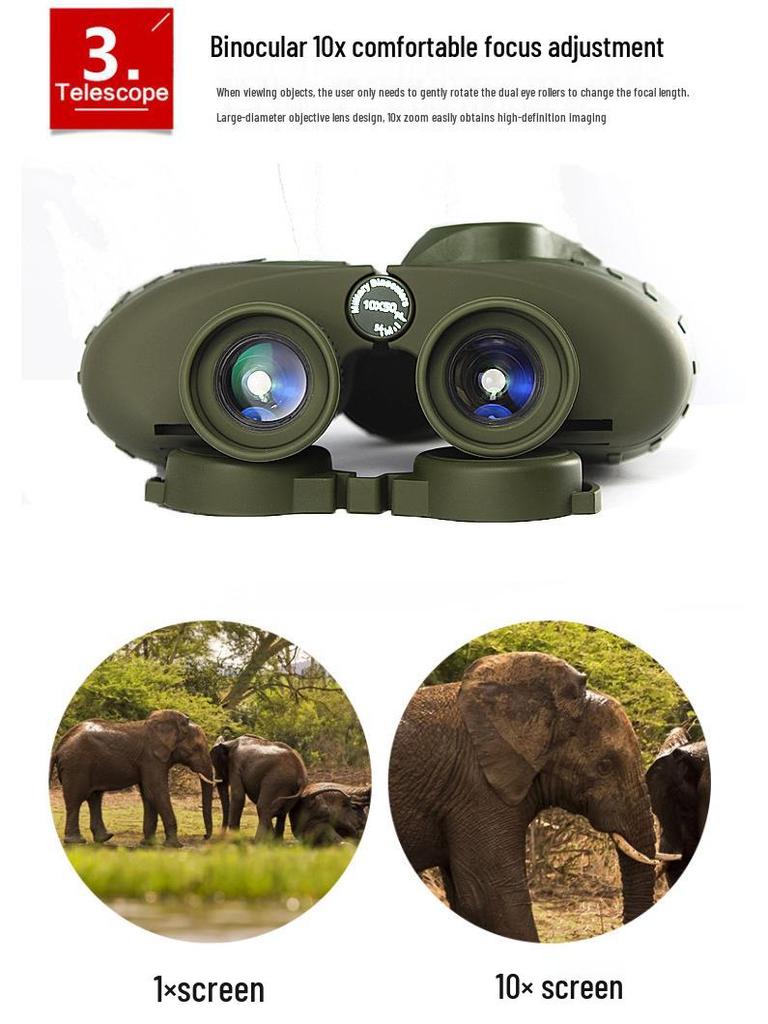 Бинокль Botlang 7x50 HD с ночным видением - Высокое увеличение, Слабая освещенность, Водонепроницаемый, Уличный военный стандарт