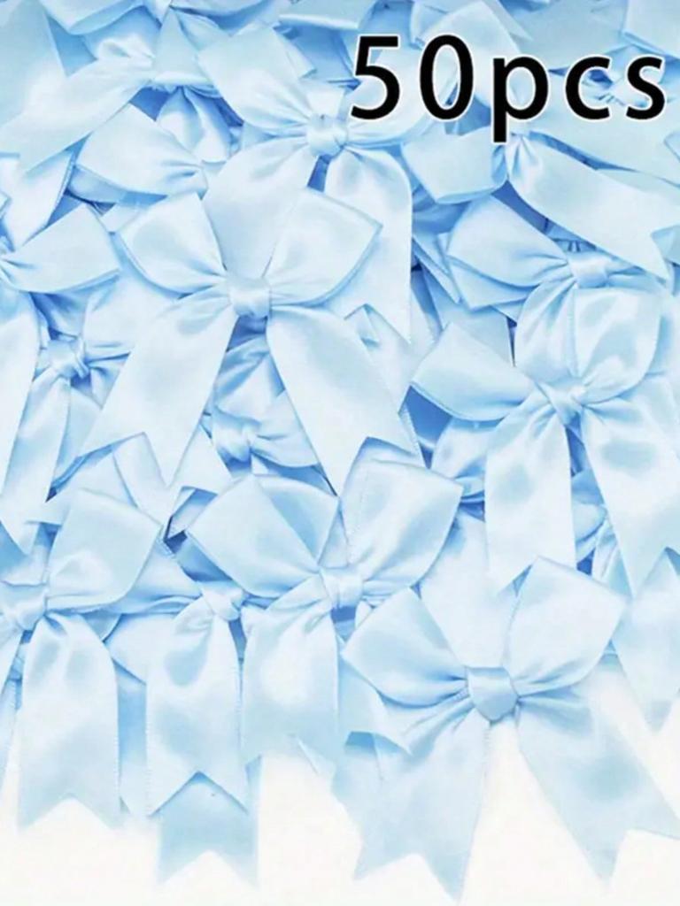 50 шт., ленточный бант, ремесленный бант, розовый, белый, цветочный, подарочная завязка, свадебное украшение, бант, бант своими руками, украшение для вечеринки по случаю рождения, украшение для выпечки