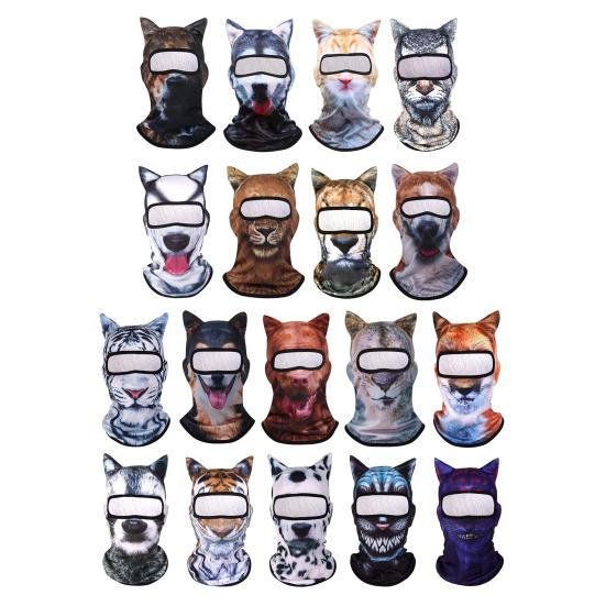 3D Cat Велосипедная Балаклава с капюшоном и ушками, Балаклава с принтом животных для активного отдыха, музыкальных фестивалей, рейвов, лыж