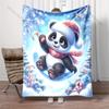 Festive Winter with Christmas Elements Pattern Blanket Flannel Material Soft Warm for All Seasons Home Outdoor Camping Picnics
